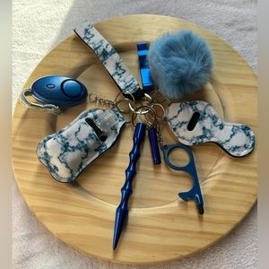 Blue tie-dye safety Keychain